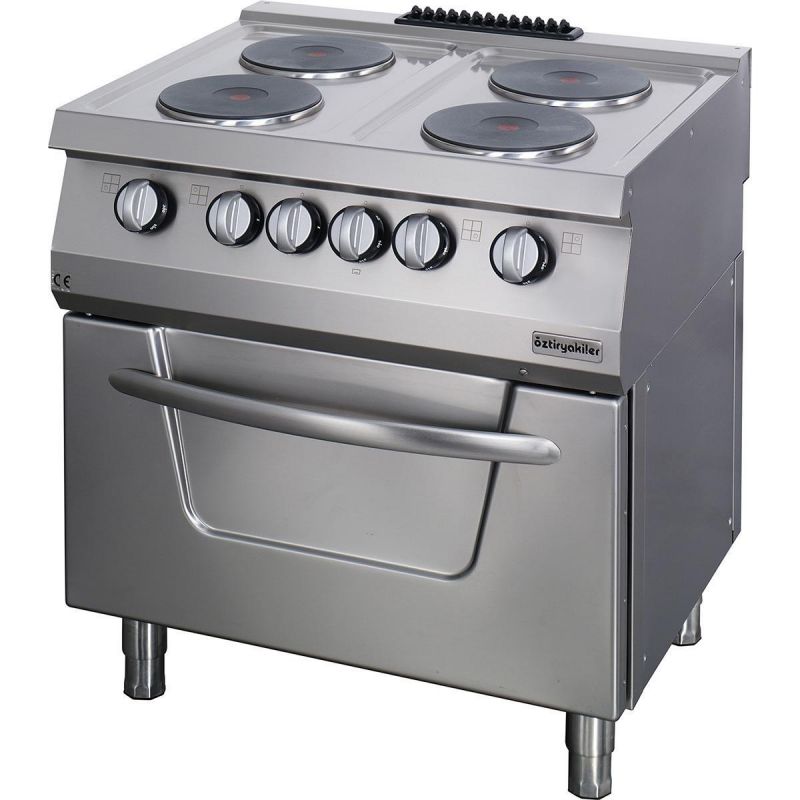 Mașină de gătit | Aragaz profesional electric cu 4 plite și cuptor static seria 700 - Ozti