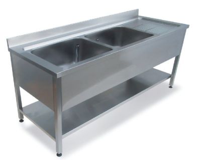 Spalatoare inox Spalator inox demontabil cu 2 cuve si polita inferioara 1600x700x850 mm - Lancom.ro